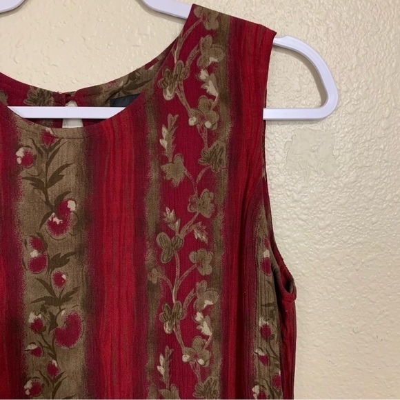 Sag Harbor Earthy Burgundy Green Midi Length Dress Size M Petite - Picture 4 of 6